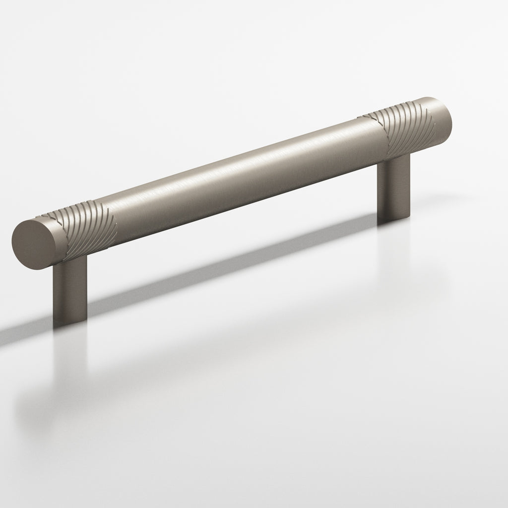 Colonial Bronze Series 545 6" Round Banded And Single-Knurled Cabinet Pull With Straight Posts Matte Pewter / 6"