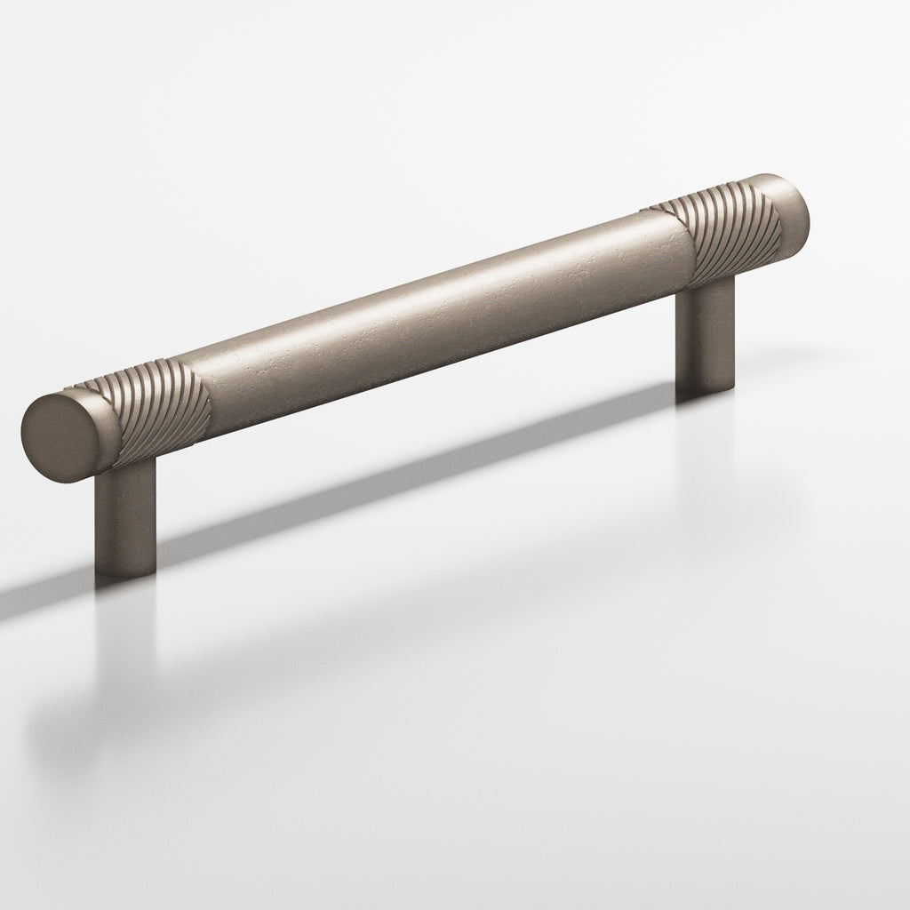 Colonial Bronze Series 545 6" Round Banded And Single-Knurled Cabinet Pull With Straight Posts Distressed Pewter / 6"