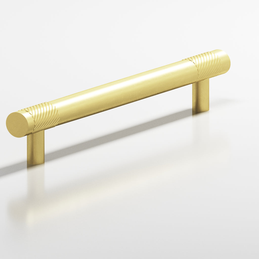 Colonial Bronze Series 545 6" Round Banded And Single-Knurled Cabinet Pull With Straight Posts Matte Satin Brass / 6"