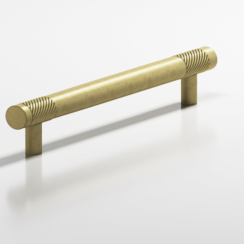 Colonial Bronze Series 545 6" Round Banded And Single-Knurled Cabinet Pull With Straight Posts Distressed Antique Brass / 6"