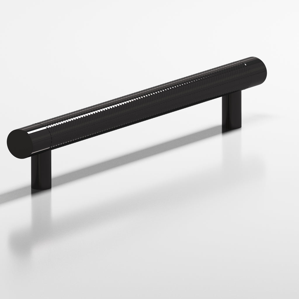 Colonial Bronze Series 553 6" Round Singled-Knurled Cabinet Pull Appliance Pull With Straight Posts Satin Black / 6"