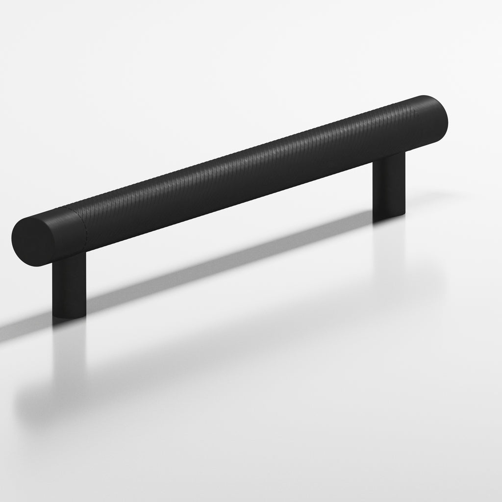 Colonial Bronze Series 553 6" Round Singled-Knurled Cabinet Pull Appliance Pull With Straight Posts Matte Satin Black / 6"