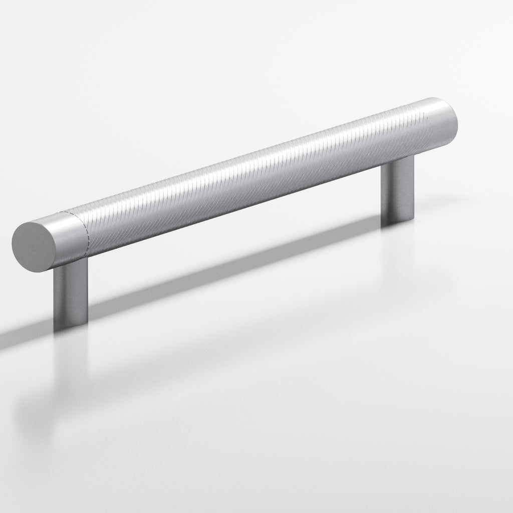Colonial Bronze Series 553 6" Round Singled-Knurled Cabinet Pull Appliance Pull With Straight Posts Matte Satin Chrome / 6"