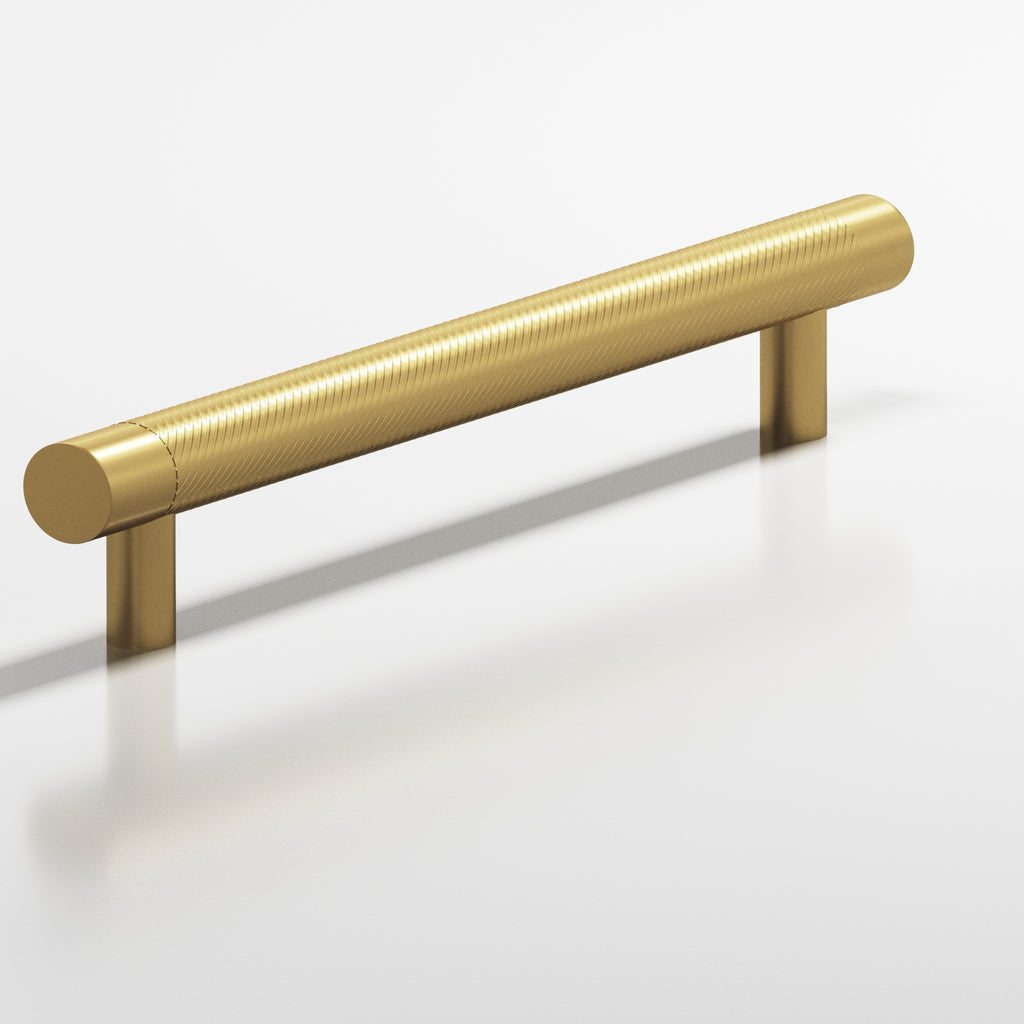 Colonial Bronze Series 553 6" Round Singled-Knurled Cabinet Pull Appliance Pull With Straight Posts Unlacquered Satin Brass / 6"