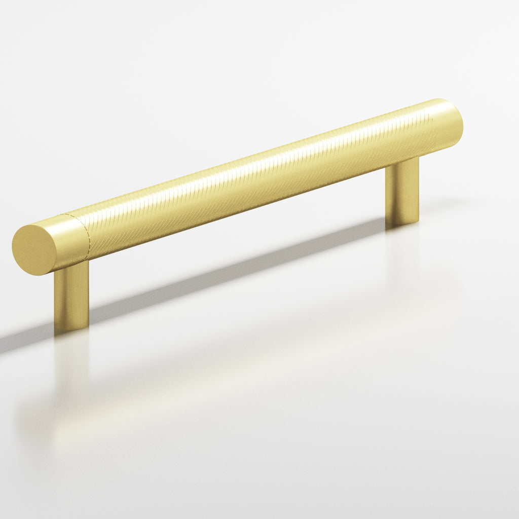 Colonial Bronze Series 553 6" Round Singled-Knurled Cabinet Pull Appliance Pull With Straight Posts Matte Satin Brass / 6"