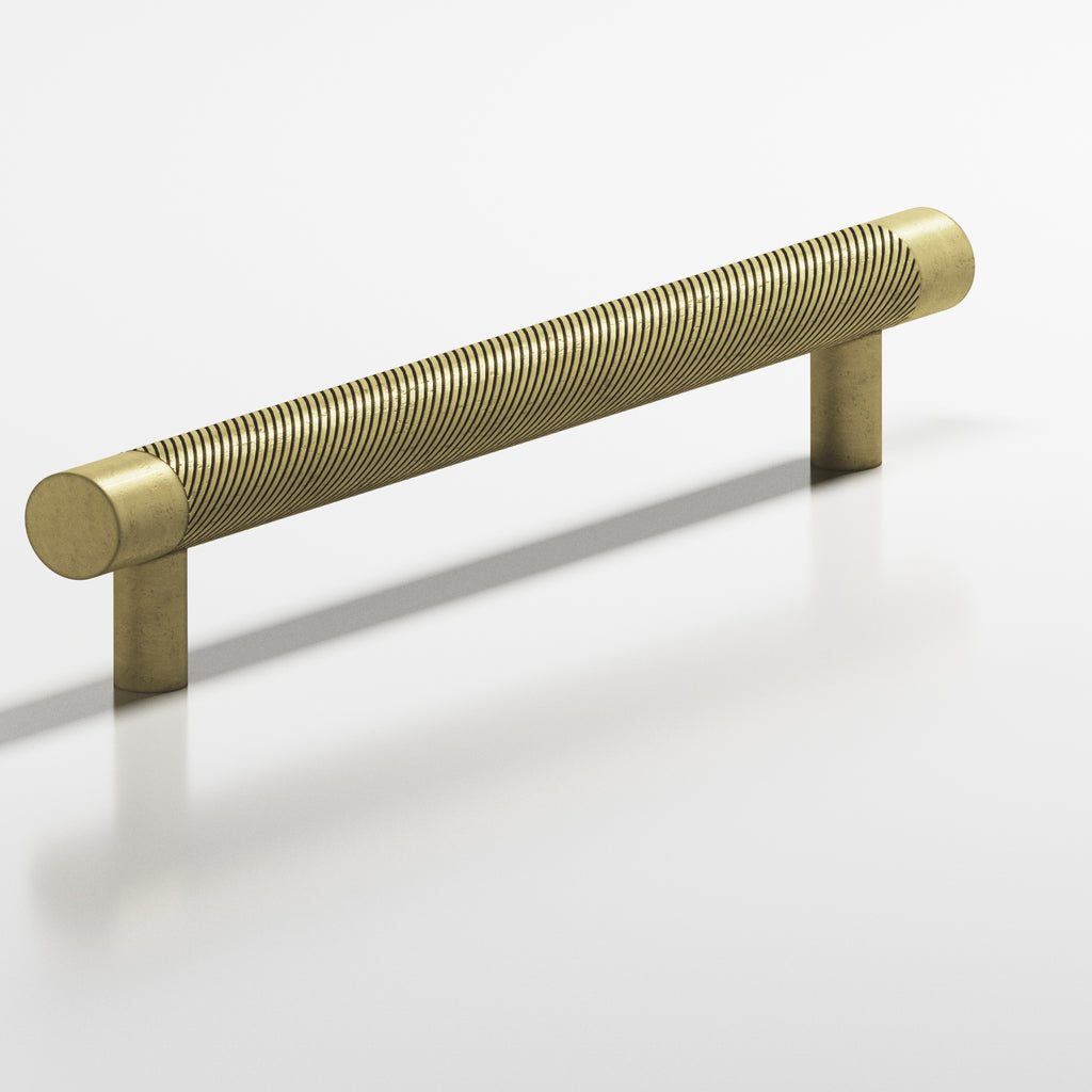 Colonial Bronze Series 553 8" Round Singled-Knurled Cabinet Pull With Straight Posts Distressed Antique Brass / 8"