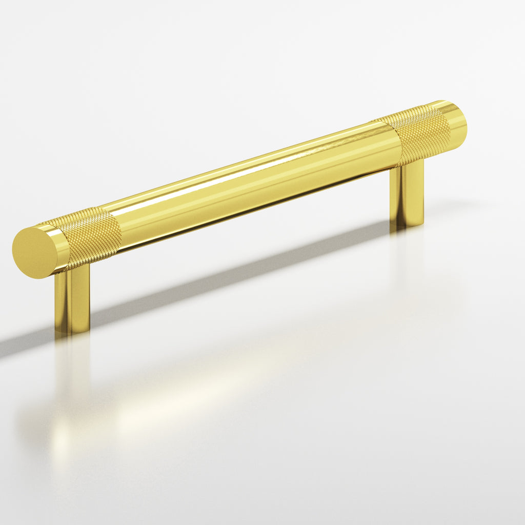 Colonial Bronze Series 557 5" Round Banded And Diamond-Knurled Cabinet Pull With Straight Posts French Gold / 5"