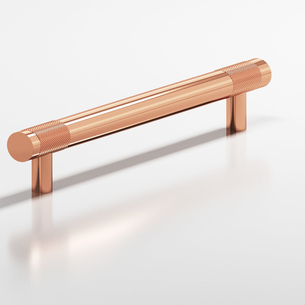 Colonial Bronze Series 558 6" Round Banded And Diamond-Knurled Cabinet Pull With Straight Posts Polished Copper / 6"