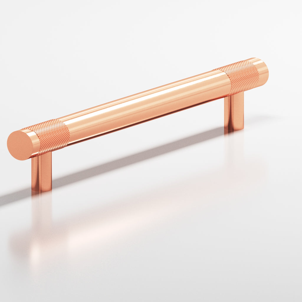 Colonial Bronze Series 558 4" Round Banded And Diamond-Knurled Cabinet Pull With Straight Posts Satin Copper / 4"