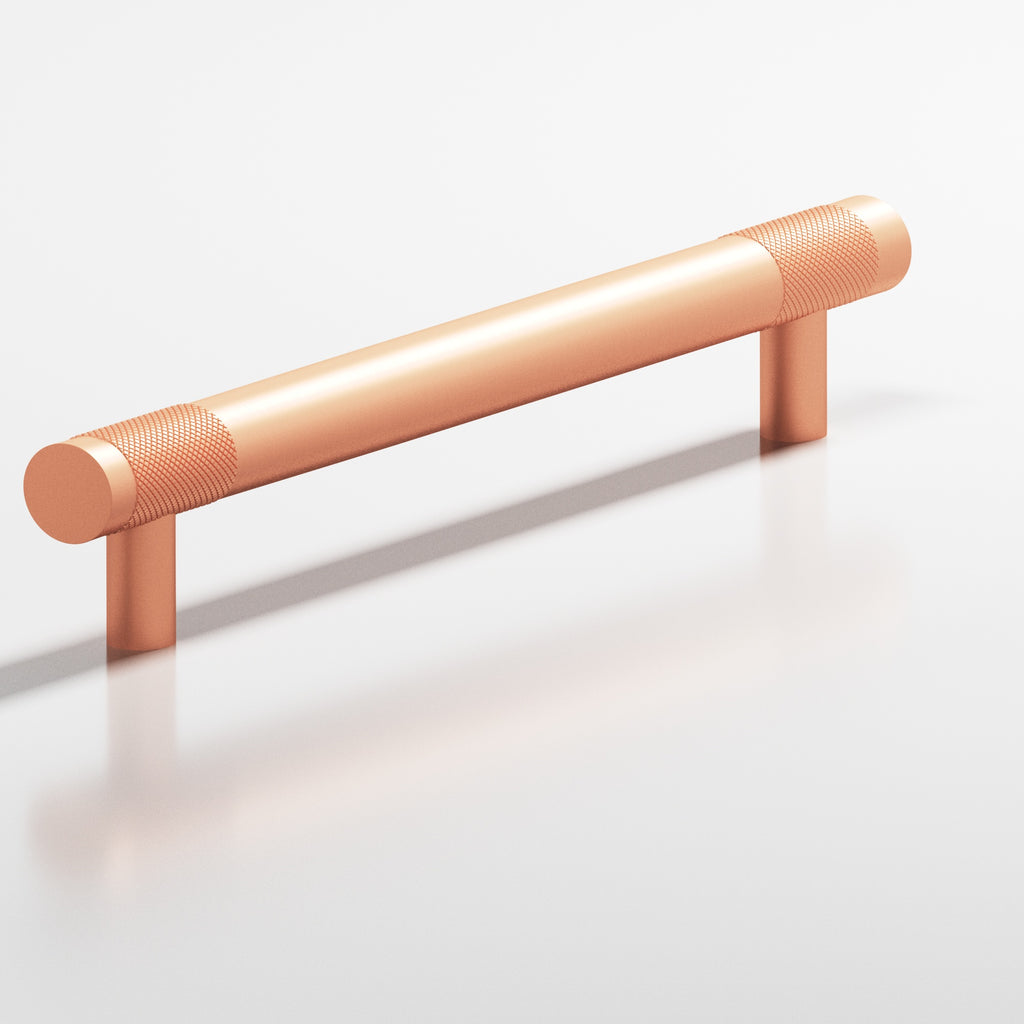 Colonial Bronze Series 558 8" Round Banded And Diamond-Knurled Cabinet Pull With Straight Posts Matte Satin Copper / 8"