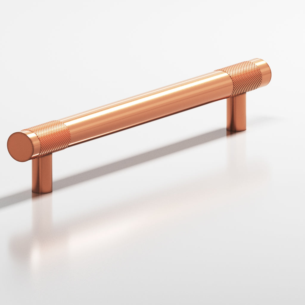 Colonial Bronze Series 559 8" Round Banded And Diamond-Knurled Cabinet Pull With Straight Posts Antique Copper / 8"