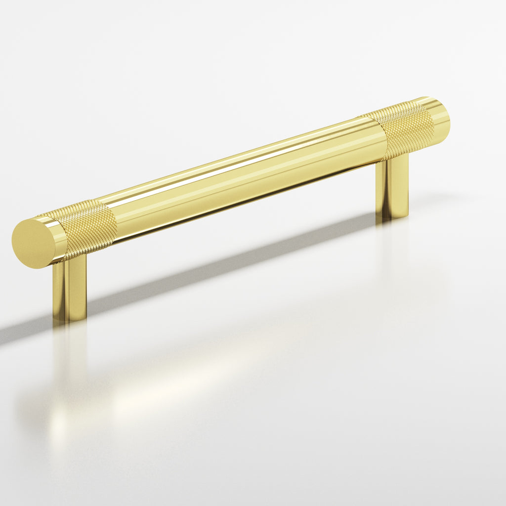Colonial Bronze Series 558 8" Round Banded And Diamond-Knurled Cabinet Pull With Straight Posts Polished Brass / 8"
