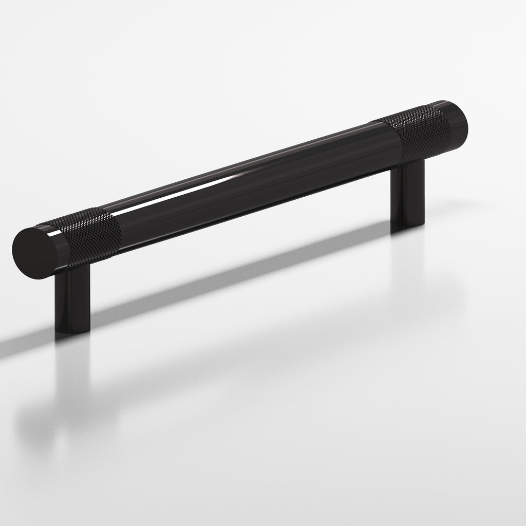 Colonial Bronze Series 557 8" Round Banded And Diamond-Knurled Cabinet Pull With Straight Posts Satin Black / 8"