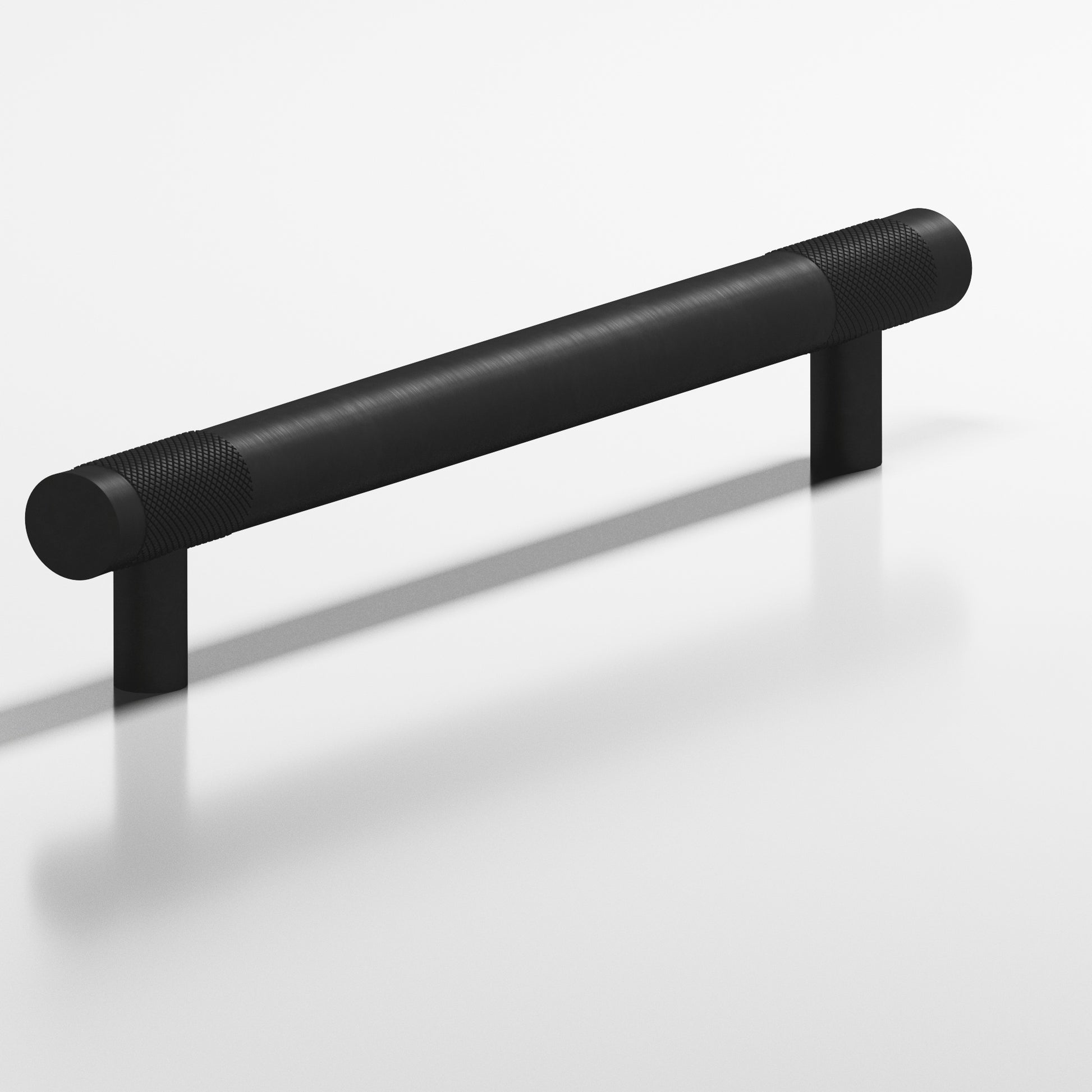 Colonial Bronze Series 557 4" Round Banded And Diamond-Knurled Cabinet Pull With Straight Posts Matte Satin Black / 4"