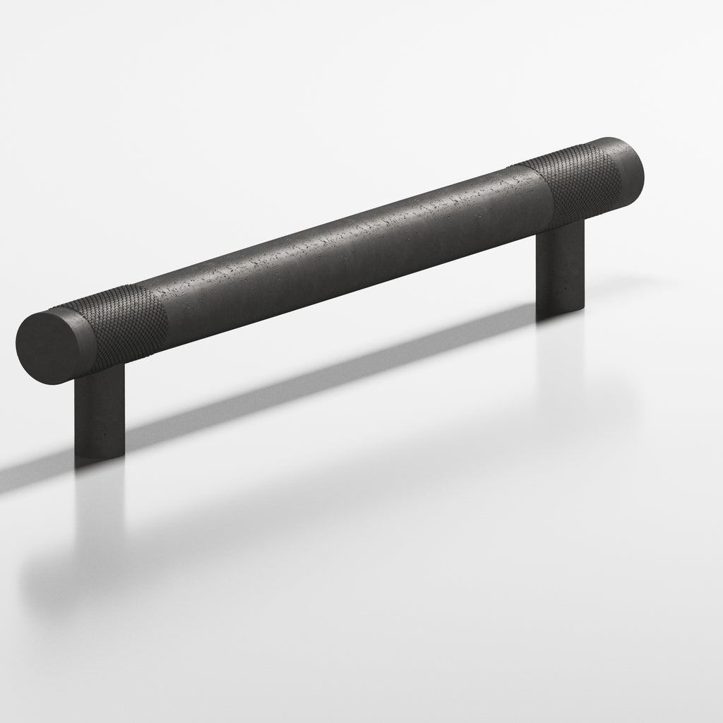 Colonial Bronze Series 557 5" Round Banded And Diamond-Knurled Cabinet Pull With Straight Posts Distressed Satin Black / 5"