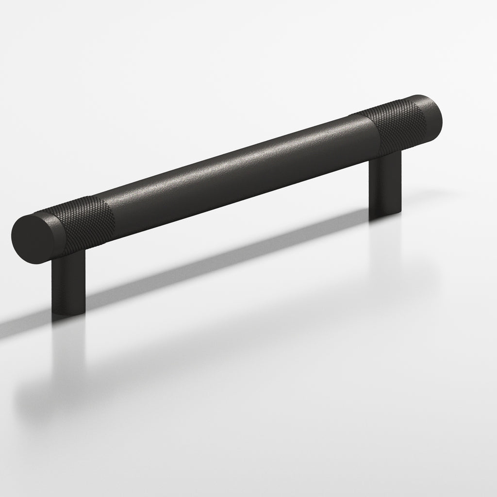 Colonial Bronze Series 558 8" Round Banded And Diamond-Knurled Cabinet Pull With Straight Posts Frost Black™ / 8"