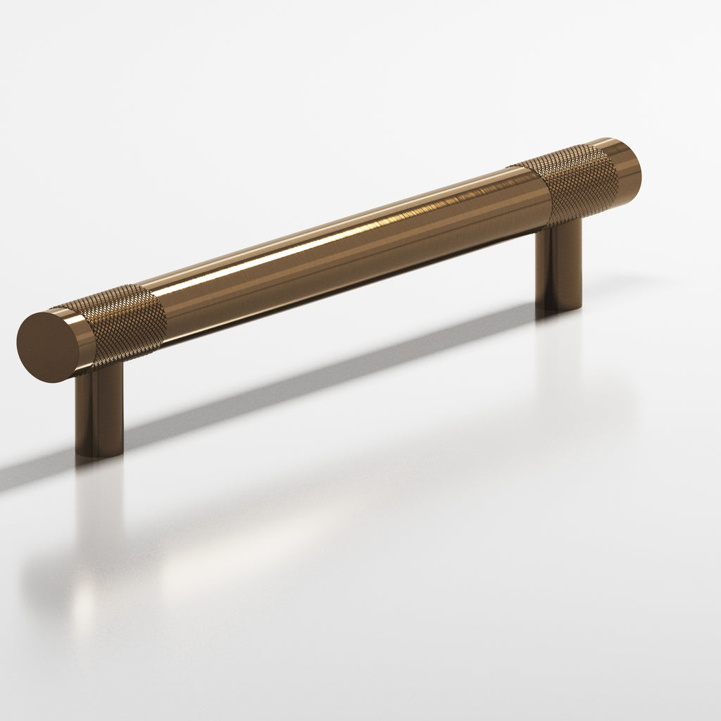 Colonial Bronze Series 558 8" Round Banded And Diamond-Knurled Cabinet Pull With Straight Posts Light Statuary Bronze / 8"