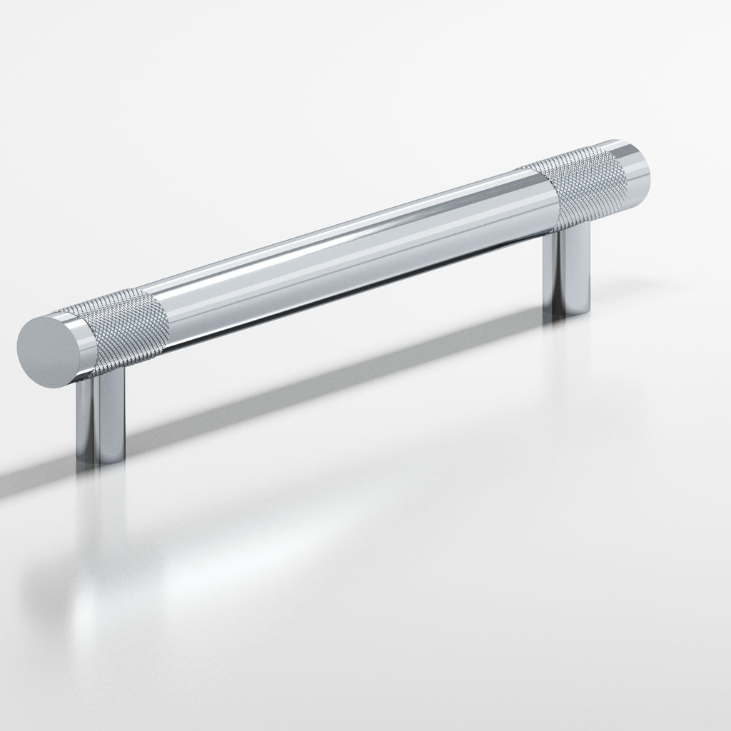 Colonial Bronze Series 557 8" Round Banded And Diamond-Knurled Cabinet Pull With Straight Posts Polished Chrome / 8"