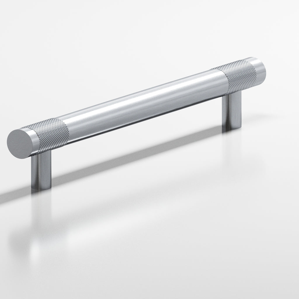 Colonial Bronze Series 558 8" Round Banded And Diamond-Knurled Cabinet Pull With Straight Posts Satin Chrome / 8"
