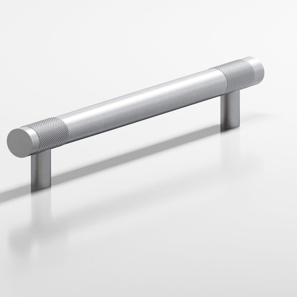 Colonial Bronze Series 558 8" Round Banded And Diamond-Knurled Cabinet Pull With Straight Posts Matte Satin Chrome / 8"