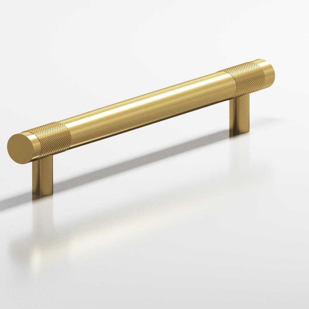 Colonial Bronze Series 559 8" Round Banded And Diamond-Knurled Cabinet Pull With Straight Posts Satin Brass / 8"