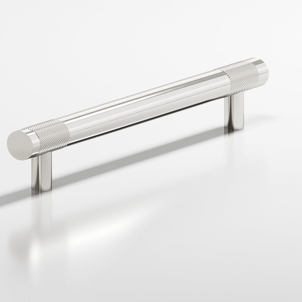 Colonial Bronze Series 558 4" Round Banded And Diamond-Knurled Cabinet Pull With Straight Posts Polished Nickel / 4"