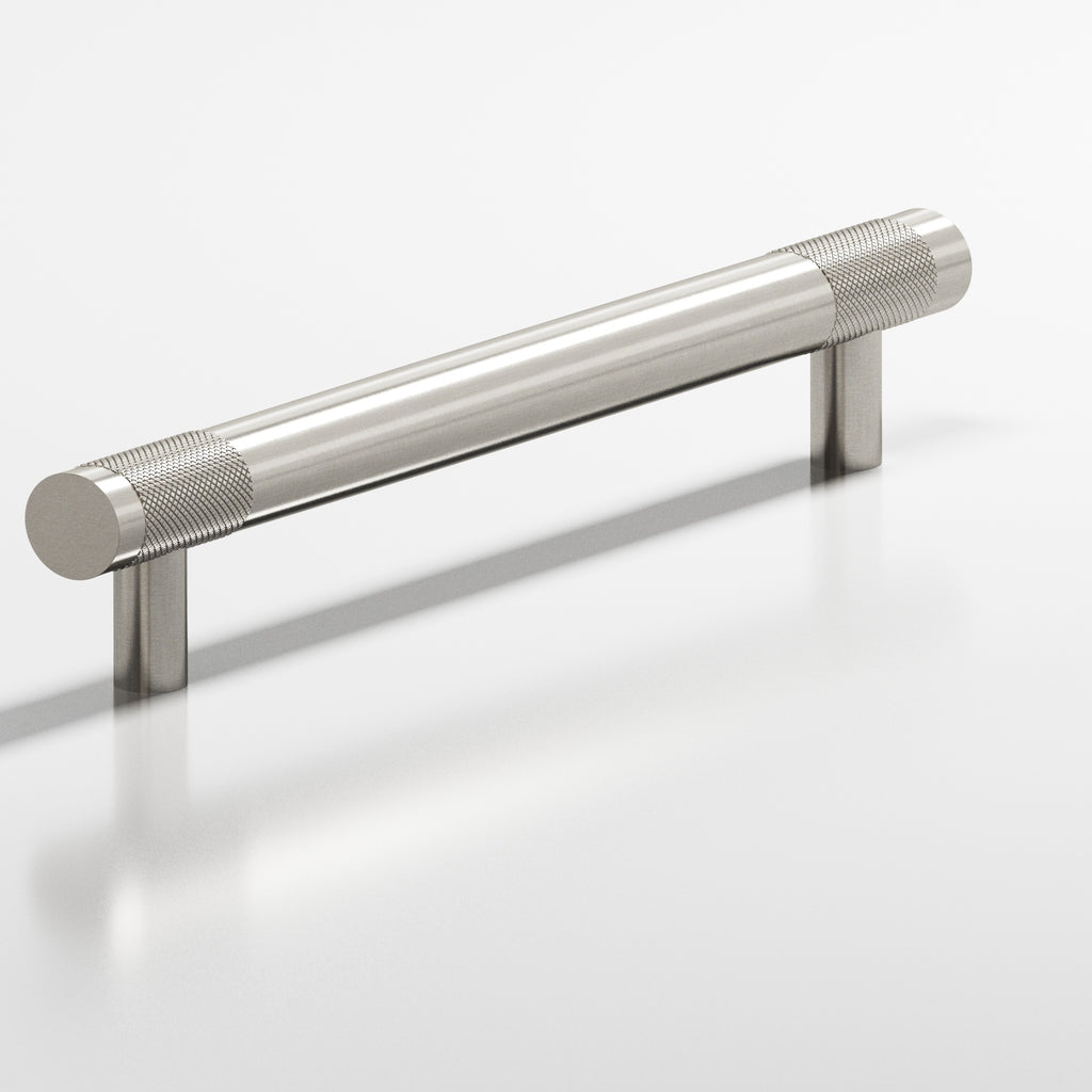 Colonial Bronze Series 557 8" Round Banded And Diamond-Knurled Cabinet Pull With Straight Posts Nickel Stainless / 8"