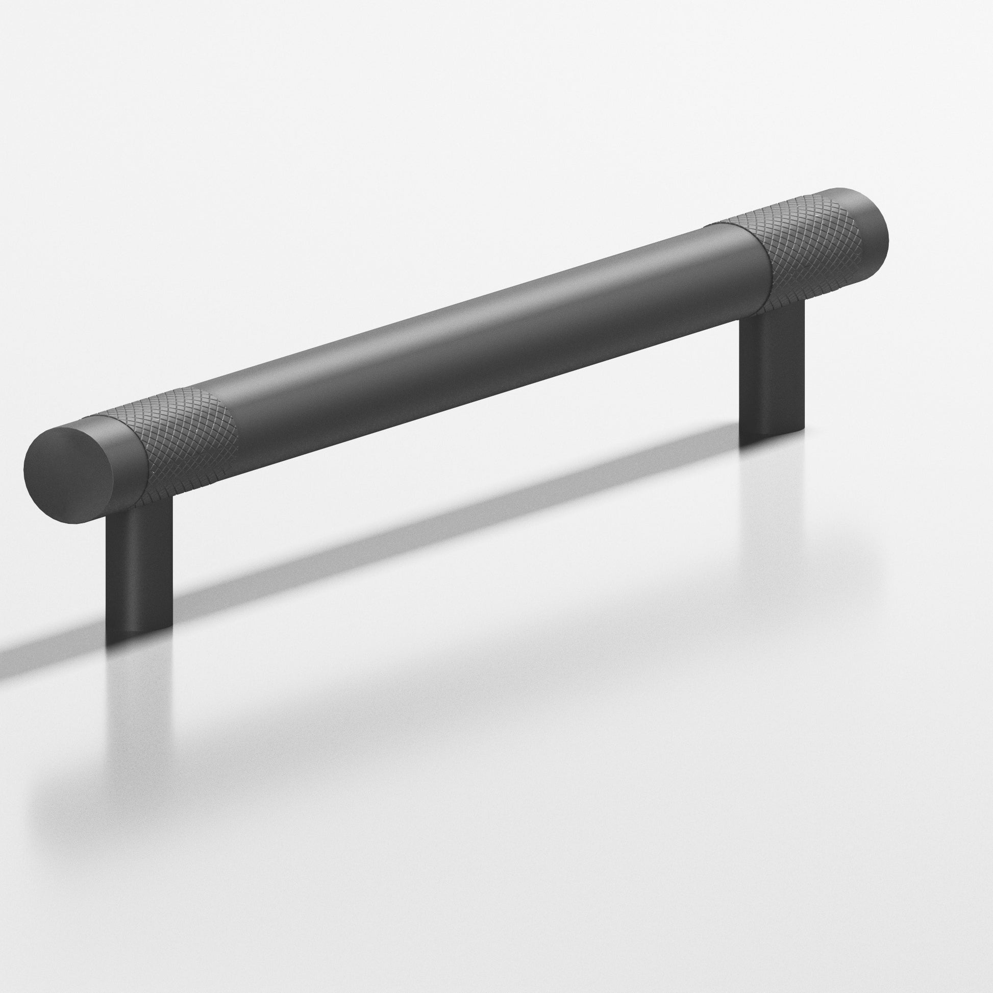 Colonial Bronze Series 557 8" Round Banded And Diamond-Knurled Cabinet Pull With Straight Posts Matte Graphite / 8"