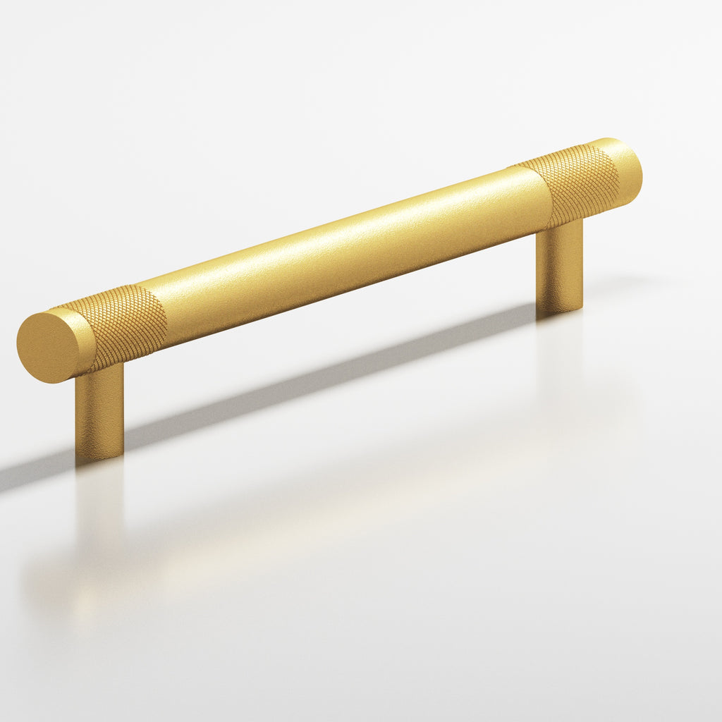 Colonial Bronze Series 557 5" Round Banded And Diamond-Knurled Cabinet Pull With Straight Posts Frost Brass™ / 5"
