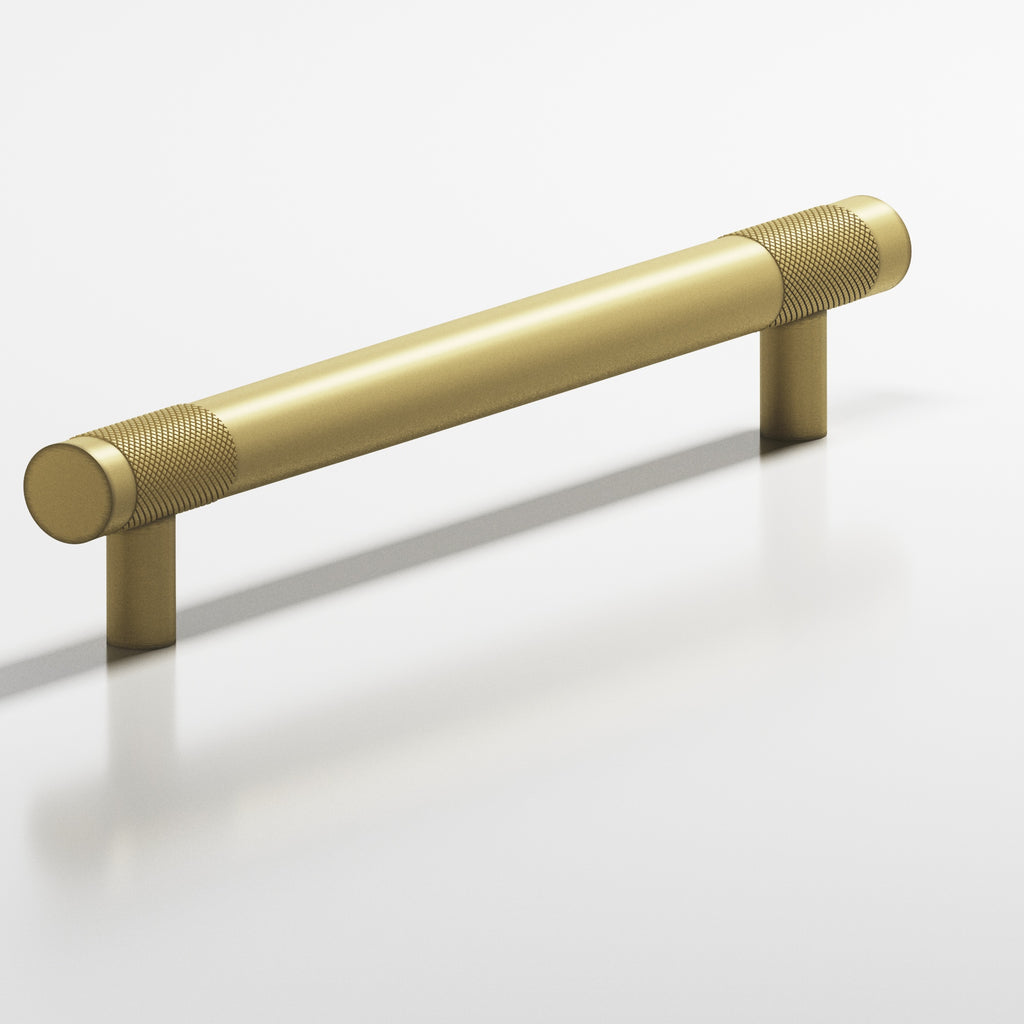 Colonial Bronze Series 558 4" Round Banded And Diamond-Knurled Cabinet Pull With Straight Posts Matte Antique Satin Brass / 4"