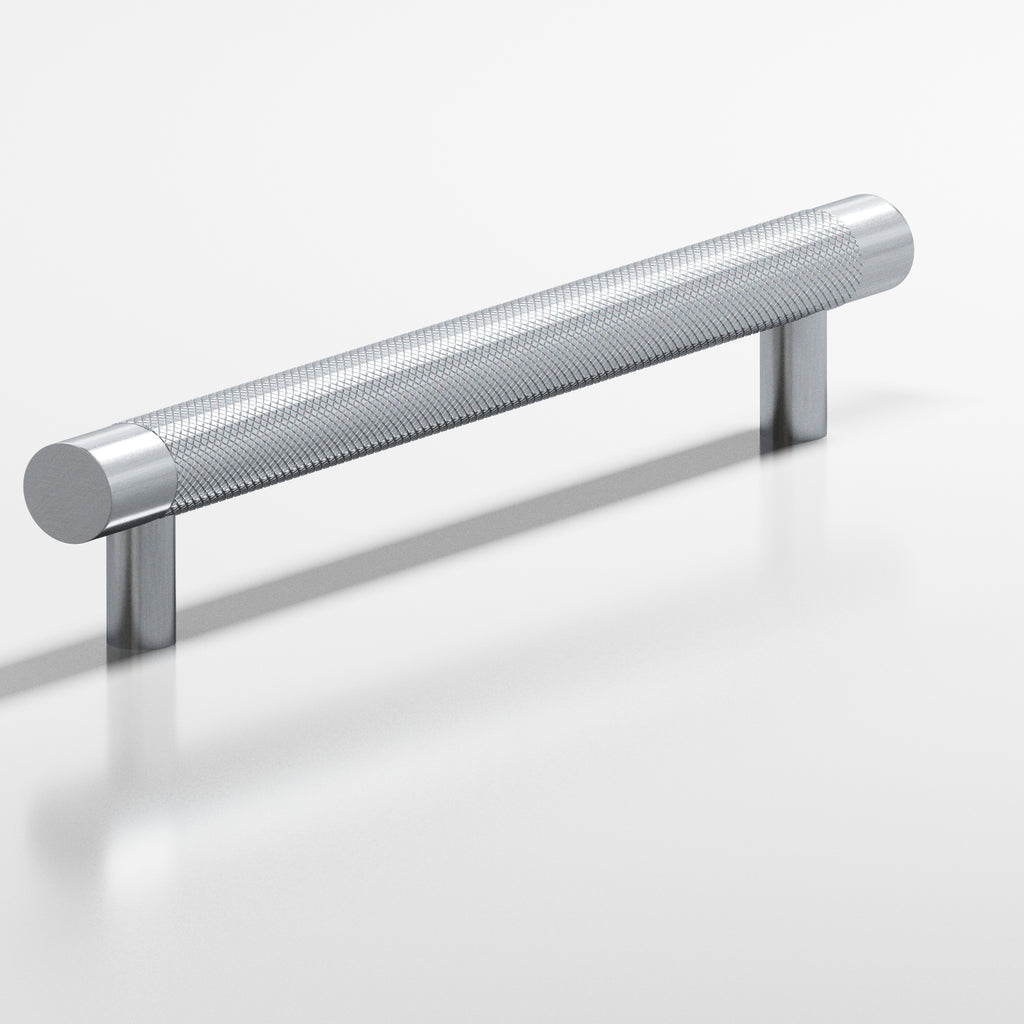 Colonial Bronze Series 565 6" Round Diamond-Knurled Cabinet Pull With Straight Posts Satin Chrome / 6"