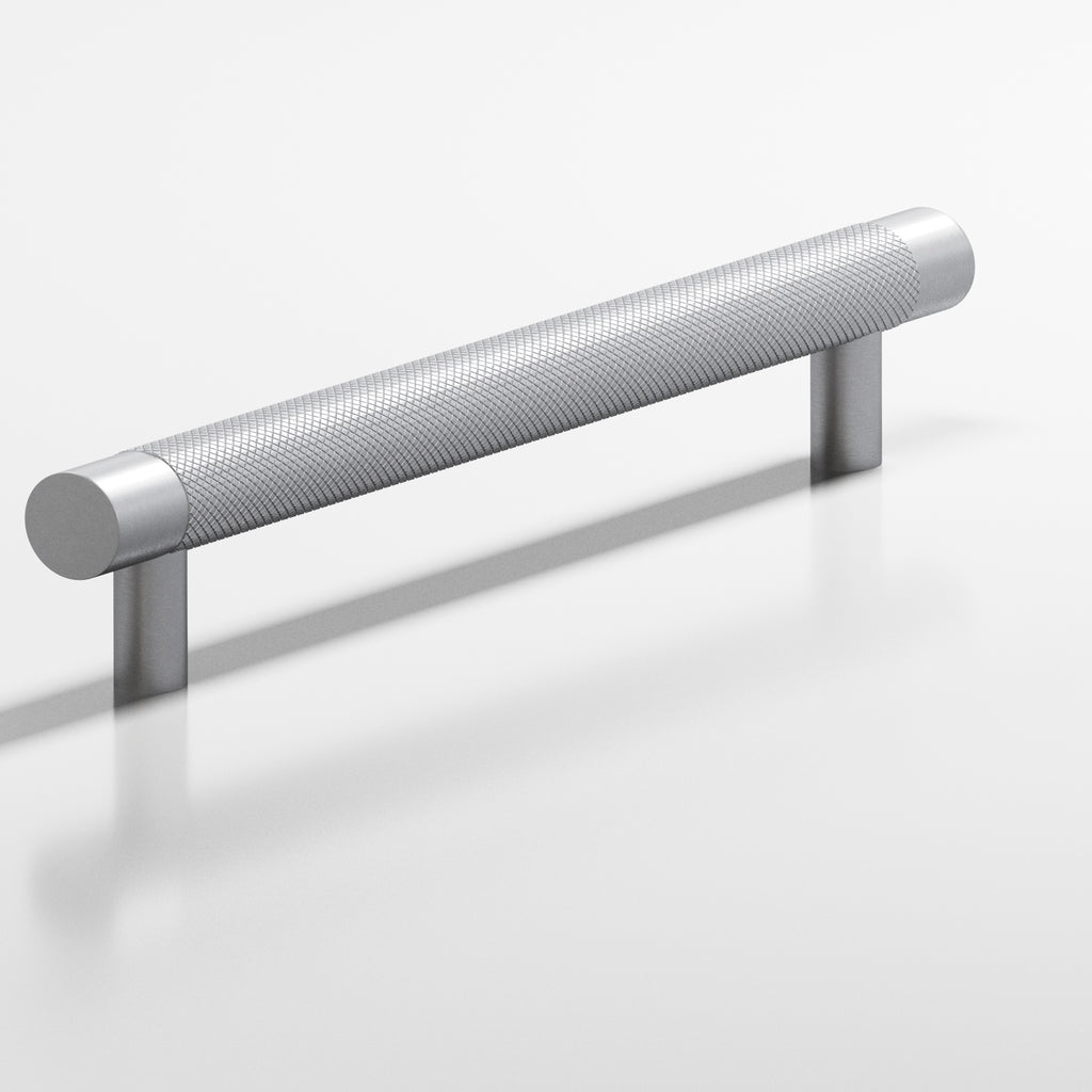 Colonial Bronze Series 565 6" Round Diamond-Knurled Cabinet Pull With Straight Posts Matte Satin Chrome / 6"