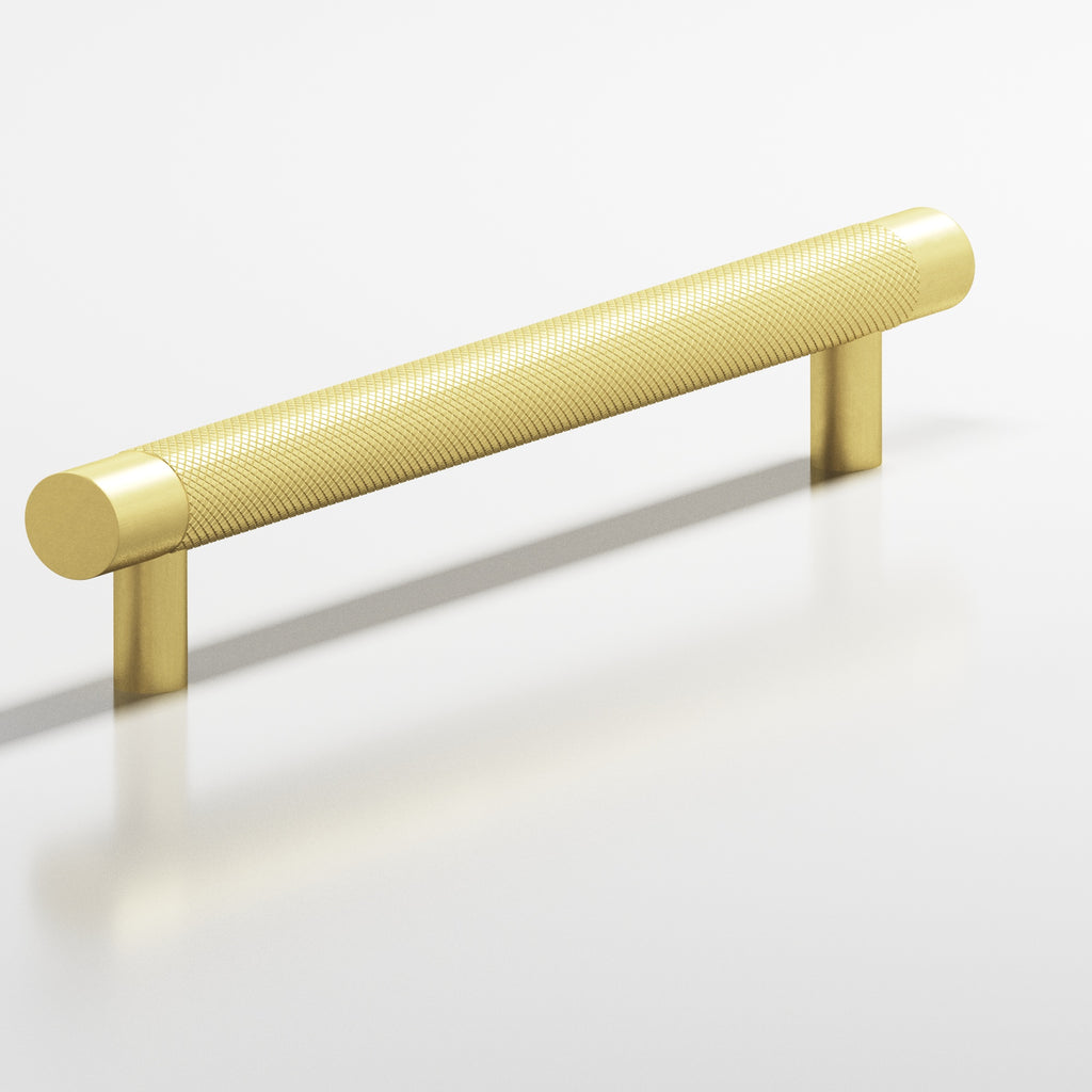 Colonial Bronze Series 565 6" Round Diamond-Knurled Cabinet Pull With Straight Posts Matte Satin Brass / 6"