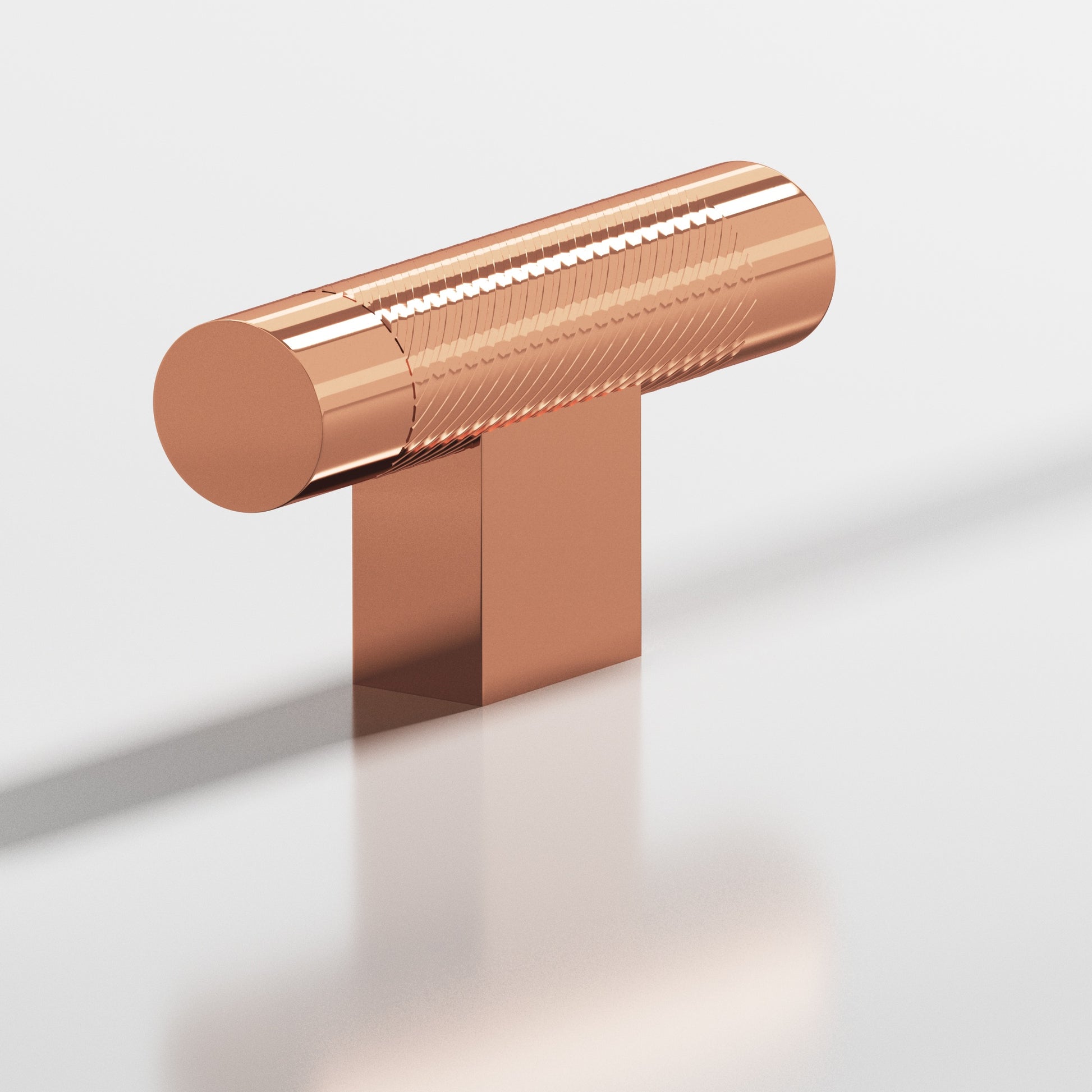 Colonial Bronze Series 570 2" Round Single-Knurled Cabinet T-Knob With Rectangular Post Polished Copper / 2"