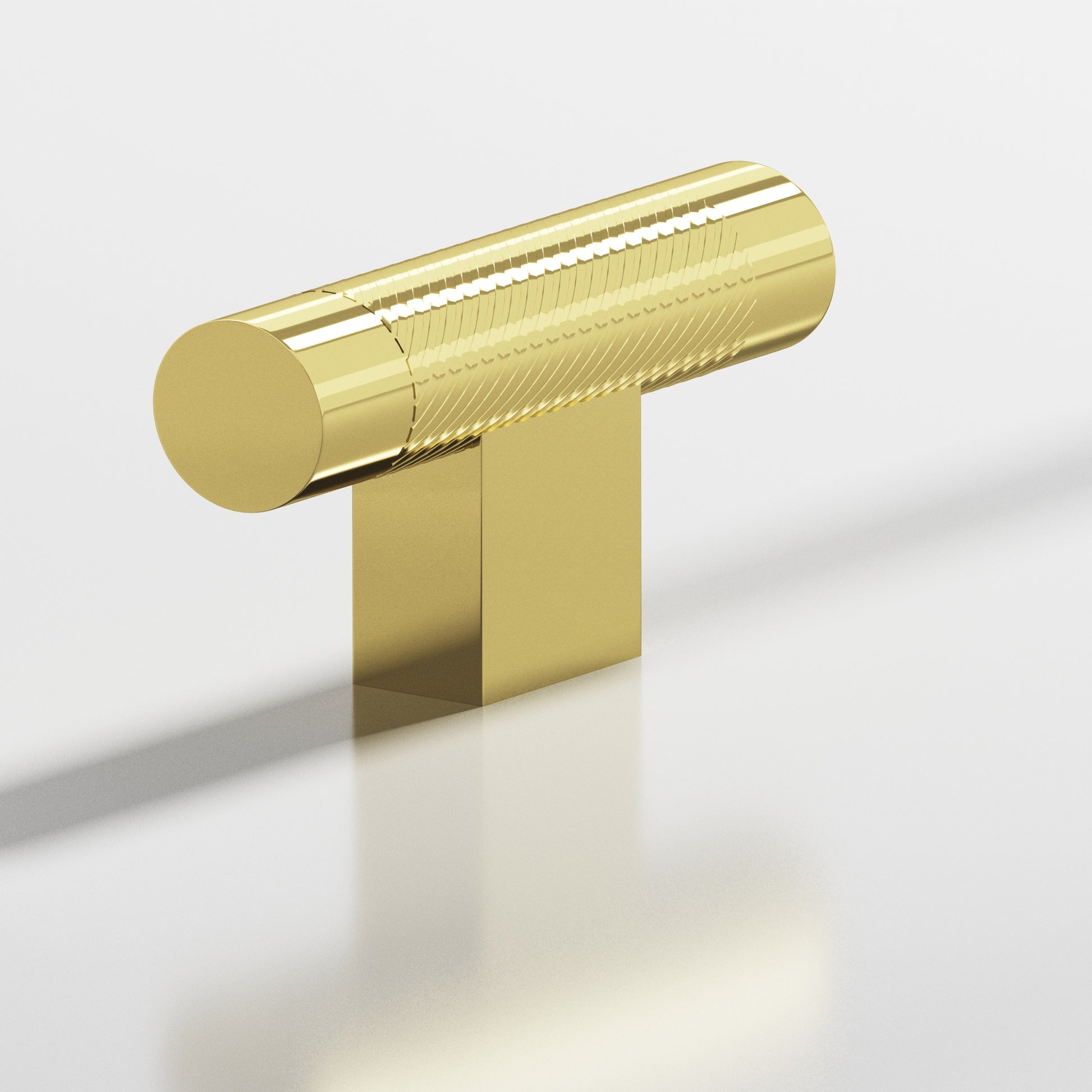 Colonial Bronze Series 570 2" Round Single-Knurled Cabinet T-Knob With Rectangular Post Polished Brass / 2"