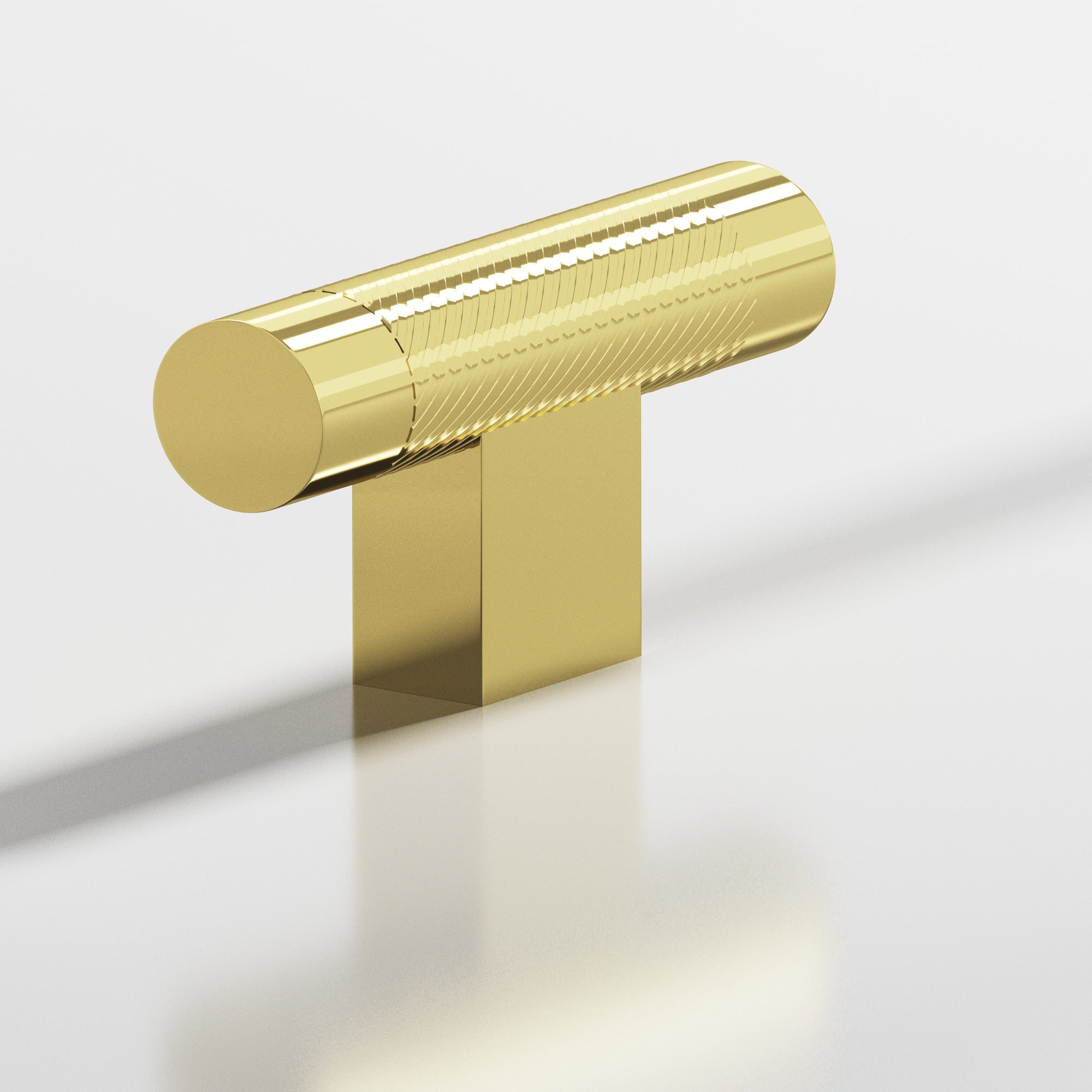 Colonial Bronze Series 570 2" Round Single-Knurled Cabinet T-Knob With Rectangular Post Polished Brass / 2"