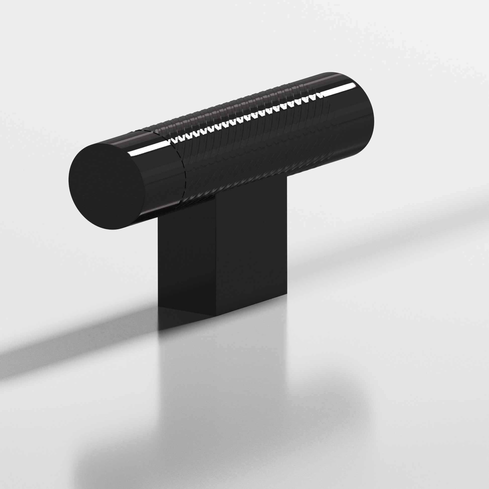 Colonial Bronze Series 570 2" Round Single-Knurled Cabinet T-Knob With Rectangular Post Satin Black / 2"