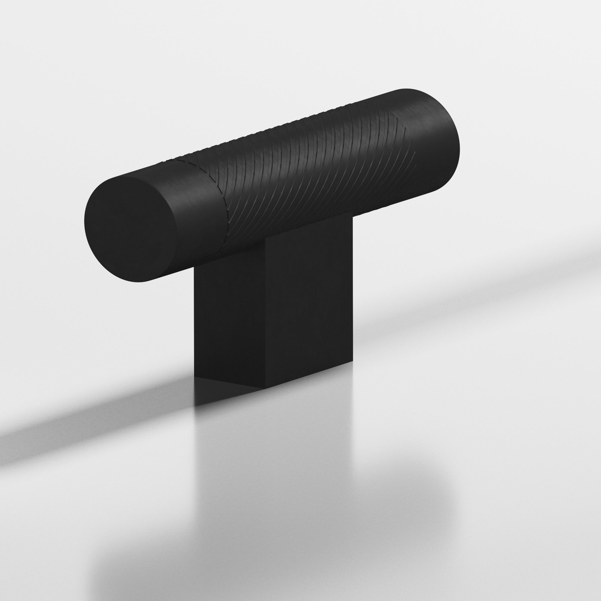 Colonial Bronze Series 570 2" Round Single-Knurled Cabinet T-Knob With Rectangular Post Matte Satin Black / 2"