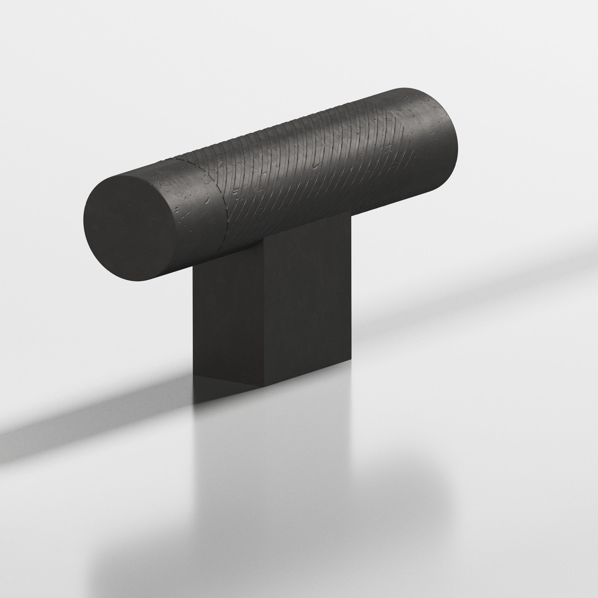 Colonial Bronze Series 570 2" Round Single-Knurled Cabinet T-Knob With Rectangular Post Distressed Satin Black / 2"