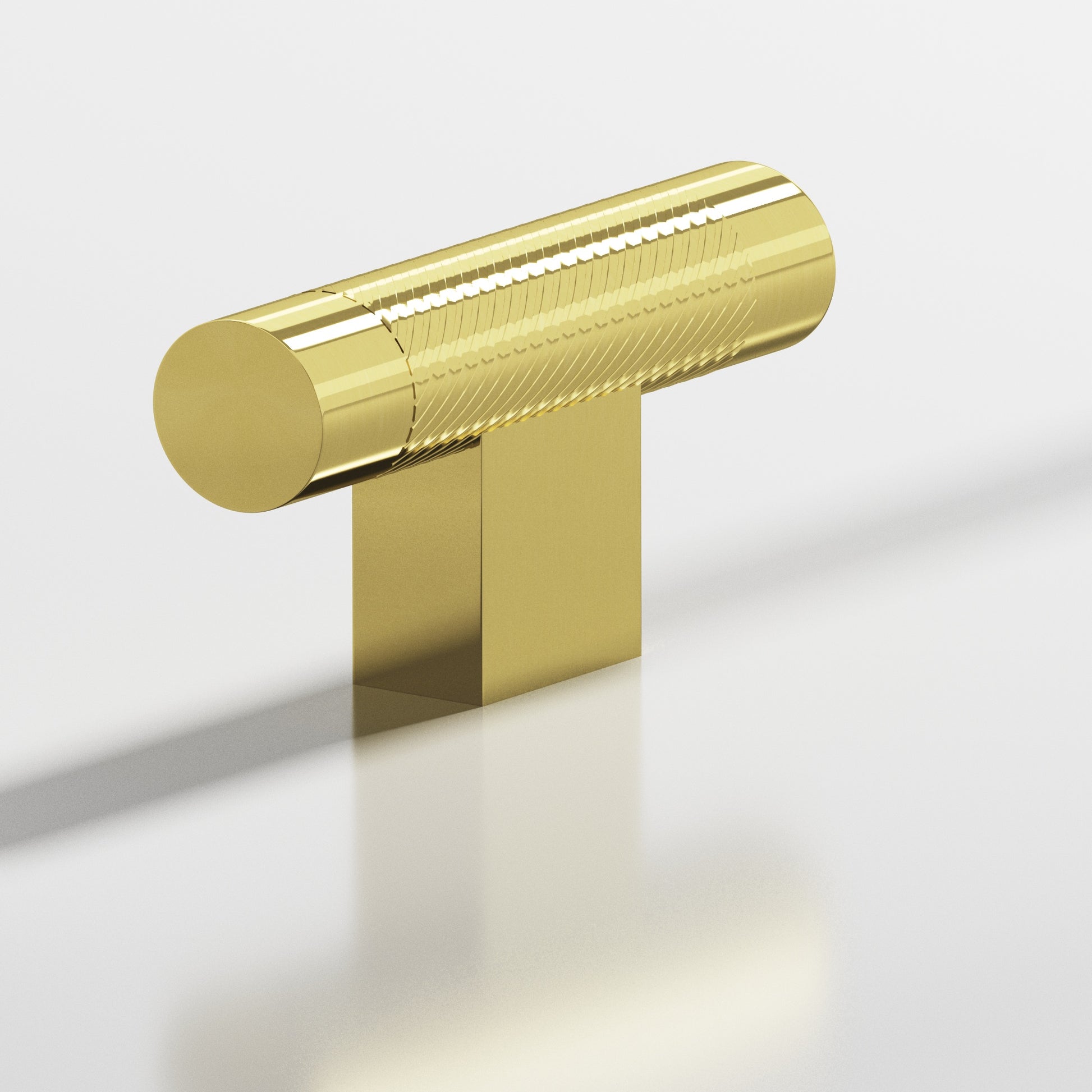 Colonial Bronze Series 570 2" Round Single-Knurled Cabinet T-Knob With Rectangular Post Unlacquered Polished Brass / 2"