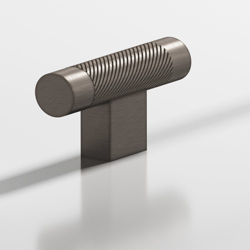 Colonial Bronze Series 570 2" Round Single-Knurled Cabinet T-Knob With Rectangular Post Pewter / 2"