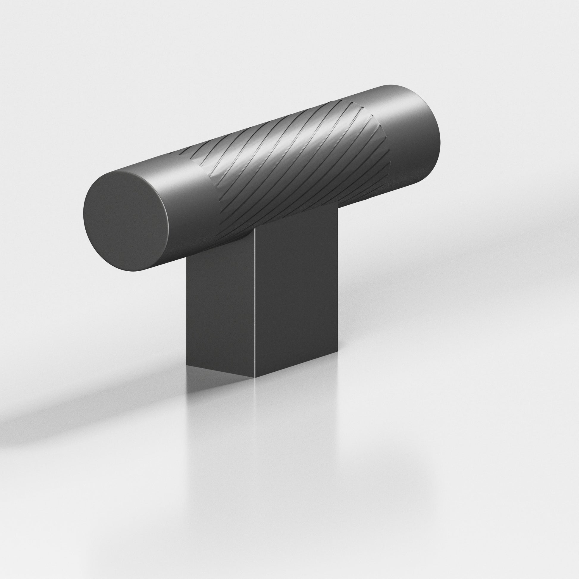 Colonial Bronze Series 570 2" Round Single-Knurled Cabinet T-Knob With Rectangular Post Matte Graphite / 2"