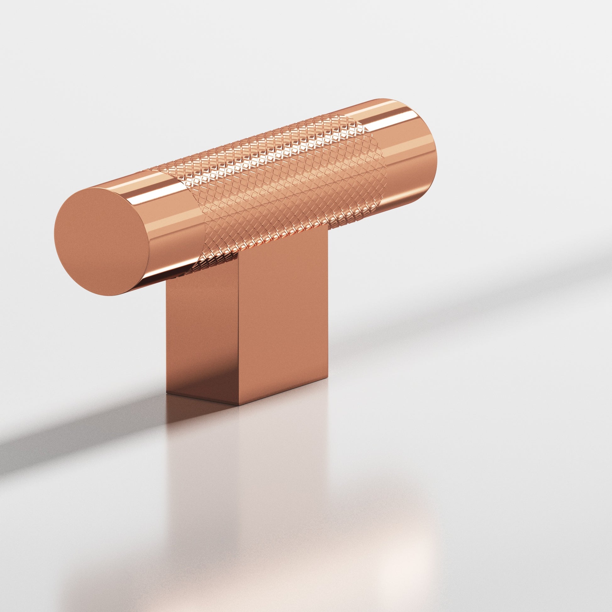 Colonial Bronze Series 571 2" Round Diamond-Knurled Cabinet T-Knob With Rectangular Post Polished Copper / 2"