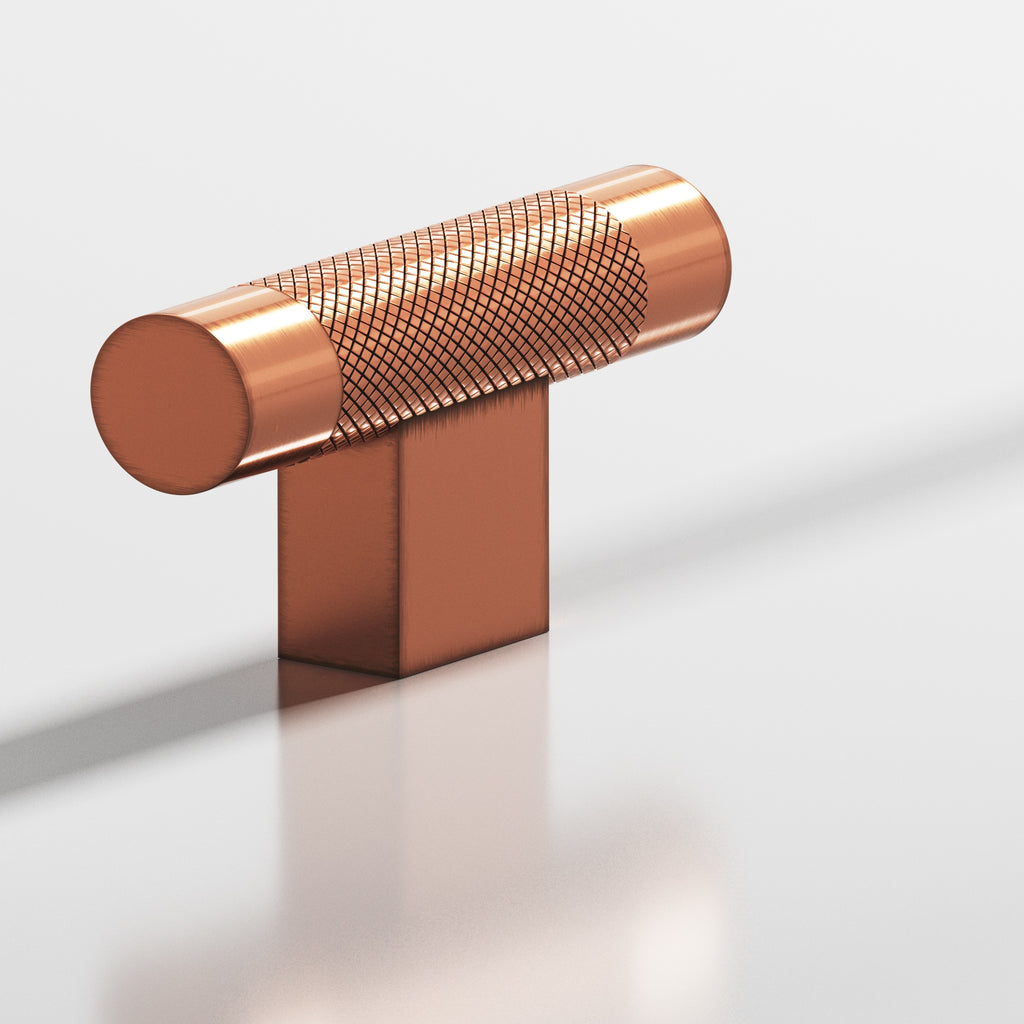 Colonial Bronze Series 571 2" Round Diamond-Knurled Cabinet T-Knob With Rectangular Post Antique Copper / 2"