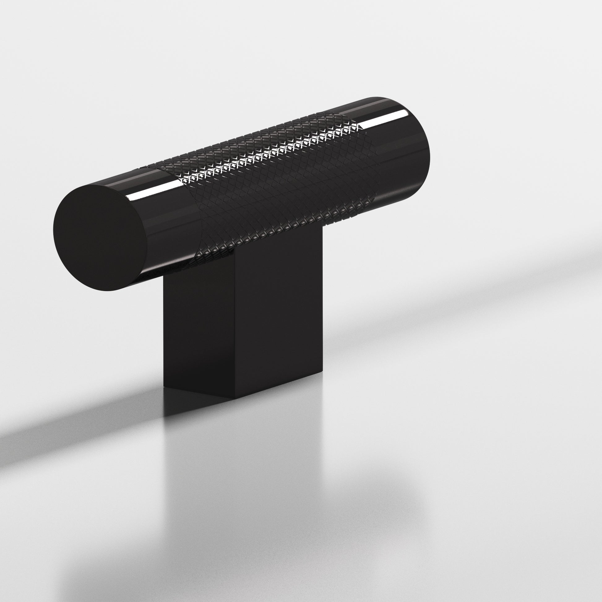 Colonial Bronze Series 571 2" Round Diamond-Knurled Cabinet T-Knob With Rectangular Post Satin Black / 2"