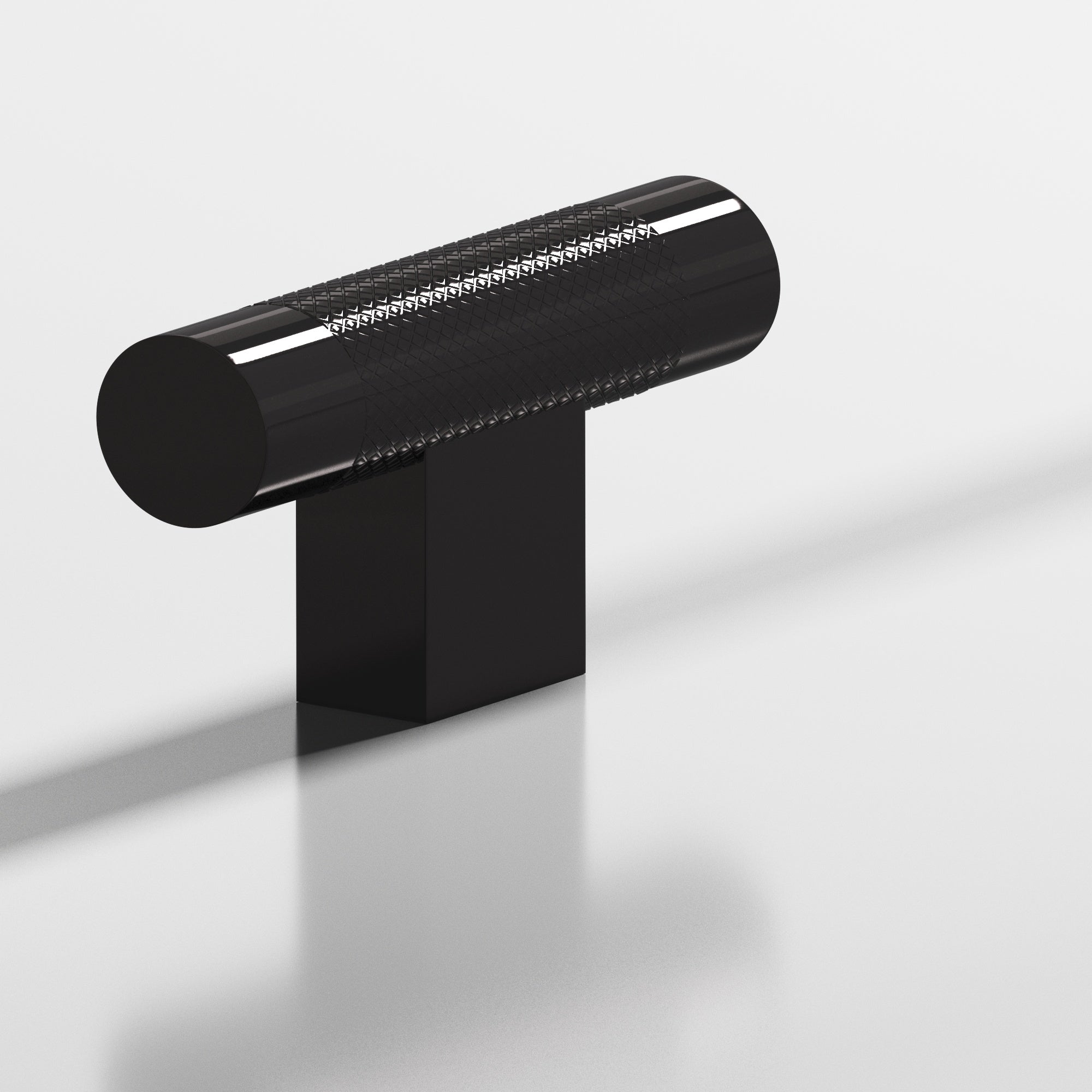 Colonial Bronze Series 571 2" Round Diamond-Knurled Cabinet T-Knob With Rectangular Post Satin Black / 2"