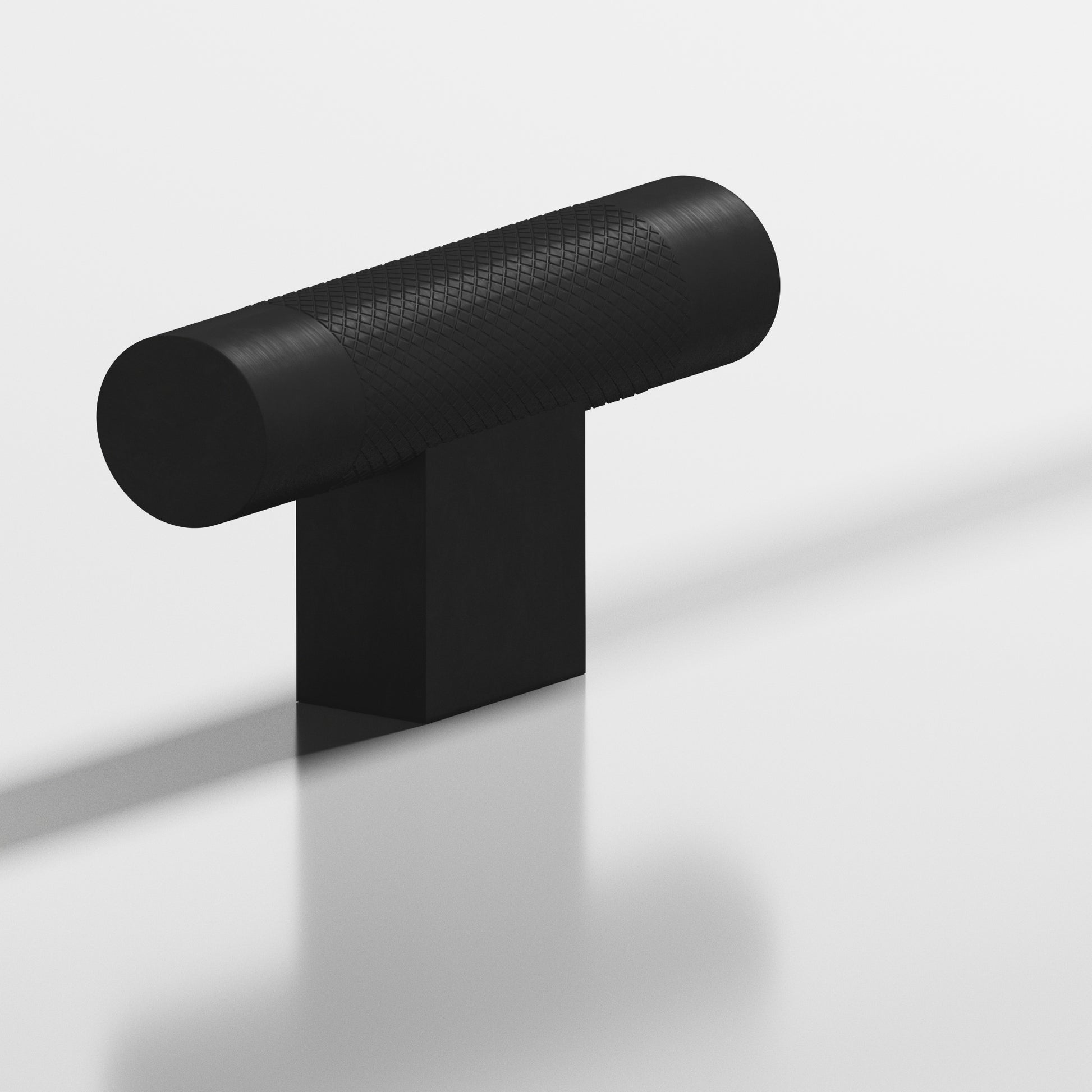 Colonial Bronze Series 571 2" Round Diamond-Knurled Cabinet T-Knob With Rectangular Post Matte Satin Black / 2"