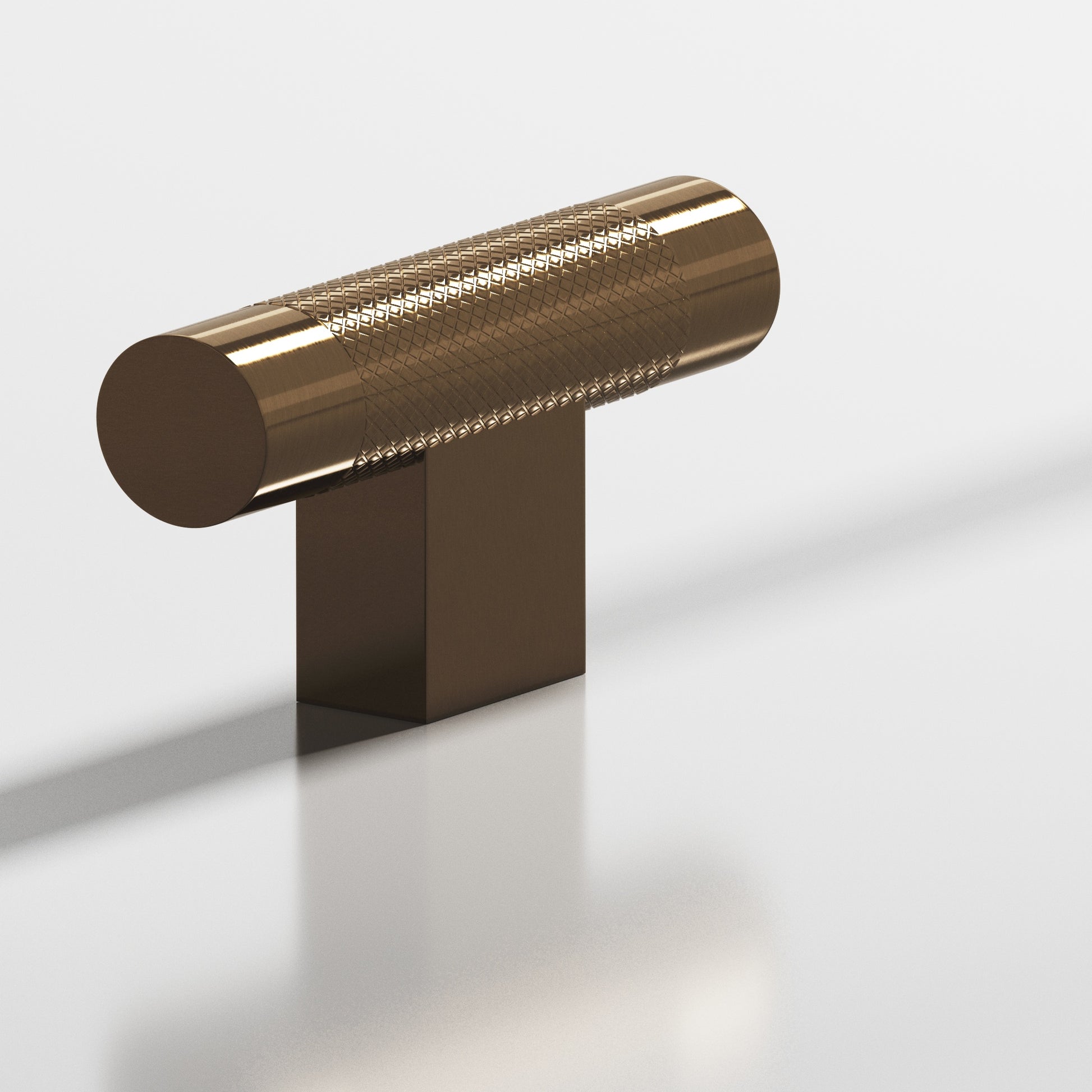 Colonial Bronze Series 571 2" Round Diamond-Knurled Cabinet T-Knob With Rectangular Post Light Statuary Bronze / 2"