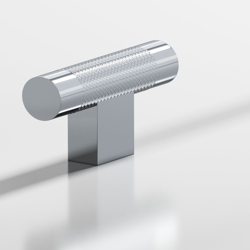 Colonial Bronze Series 571 2" Round Diamond-Knurled Cabinet T-Knob With Rectangular Post Polished Chrome / 2"