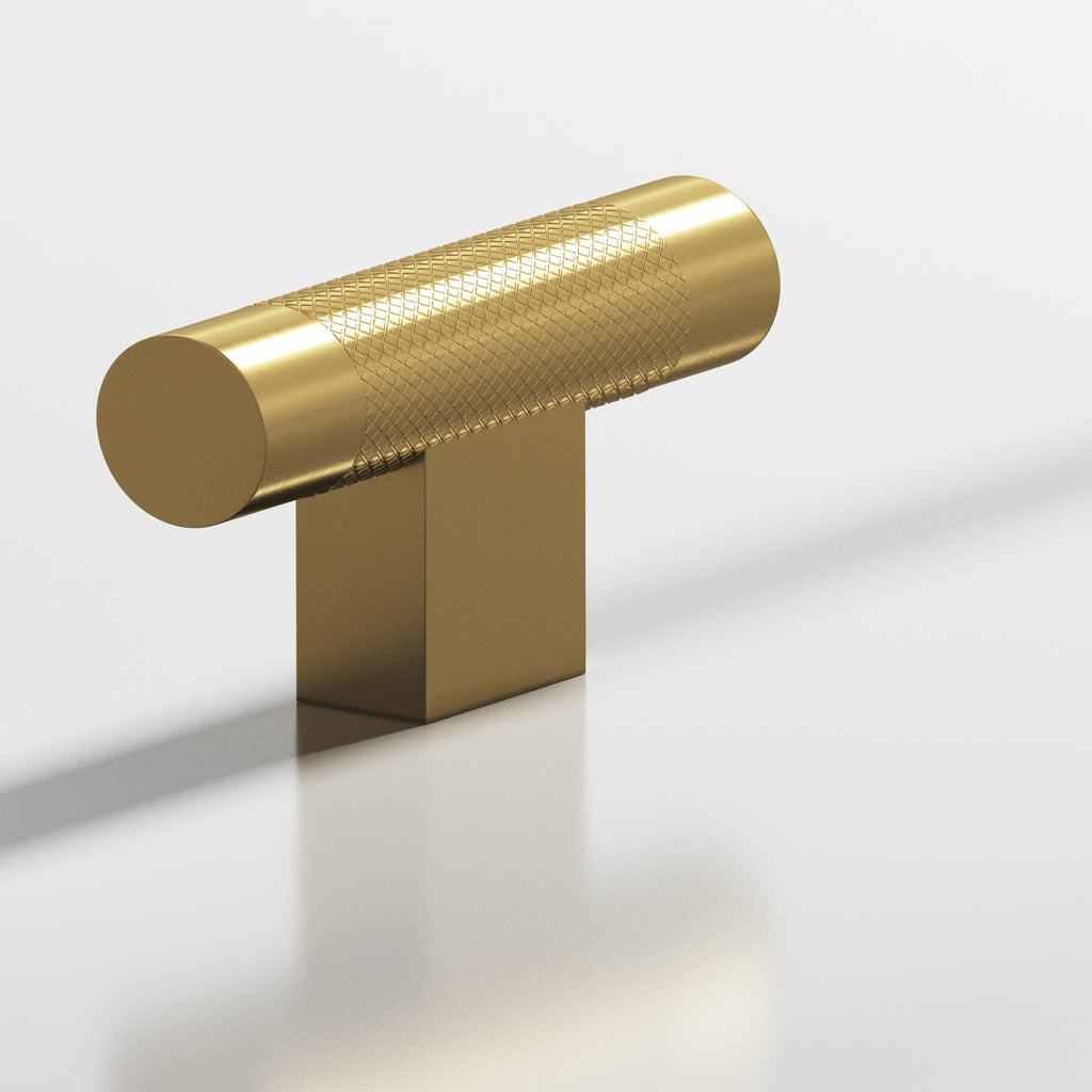 Colonial Bronze Series 571 2" Round Diamond-Knurled Cabinet T-Knob With Rectangular Post Satin Brass / 2"